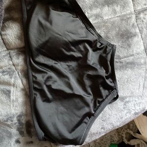 Black lace up swim top